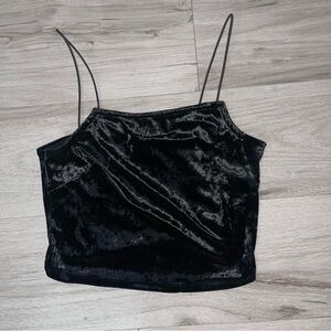 Velvet Crop Top Spaghetti Strap S Sexy Whimsigoth Baddie Mob Wife Y2K Grunge